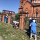 В храме Архангела Михаила п.Чамзинка прошли косметические ремонтные работы по внешней окраски ограды вокруг храма